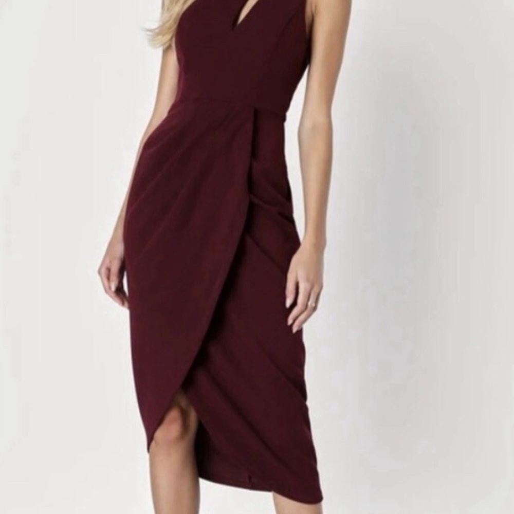 Lulus So Flirty Asymmetrical Burgundy Dress